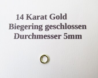 Anneau de saut en or fermé 14 carats or jaune 585GG taille 5 mm accessoires de bijoux solidement traités anneau de saut soudé