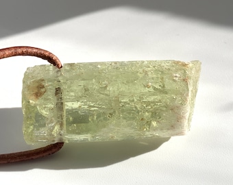 Fantastic yellow-green beryl crystal pendant / drilled Pendant / green aquamarine