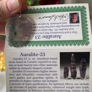 Unisex Rare AURALITE 23 Crystal Slice (Canada) Sterling Silver Pendant | Violet Flame | Spiritual Purification | Third Eye Chakra