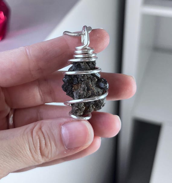 Rare! Sparkly Metallic Black BROOKITE Crystal Cluster with Dozen 3-5mm Crystals | Unisex Sterling Silver Pendant | Synergy 12 | Ascension
