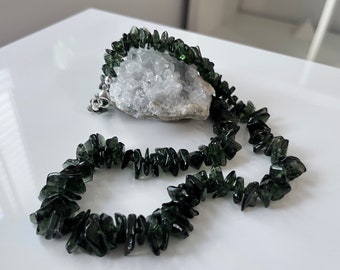 Rare! Natural Genuine Polished Chunky 72g/360ct MOLDAVITE Chlum 25" Necklace | Unisex Sterling Silver Necklace | Spiritual Transformation