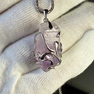 Beautiful Light-filled Angelic Lilac Lavender VERA CRUZ AMETHYST Crystal Point (Mexico) | Unisex Sterling Silver Rhodium Plated Pendant