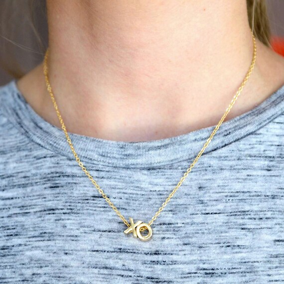 14k Oro Relleno Xo Carta Colgante En Oro De 24 K Plateado Cadena