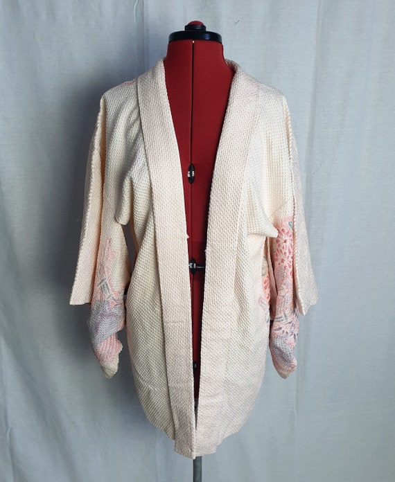 Vintage Japanese silk shibori kimono with landsca… - image 9