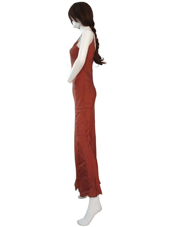Very rare 90s cinnamon coloured silk slip dress w… - image 4