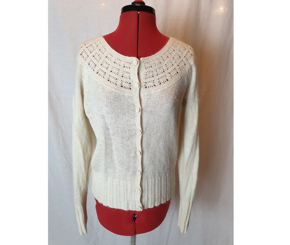 Vinatge mohair wool knitted and crochet cardigan.