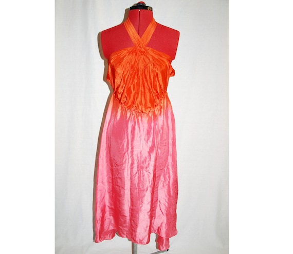 Vintage 1970s Studio 54 style ombre silk dress siz