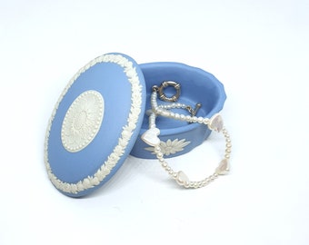 Wedgwood blue jasperware ovla trinket/jewellery box
