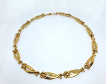 1970s/80s vintage high quality costume gold tone necklace. Gold plated costume jewellery.