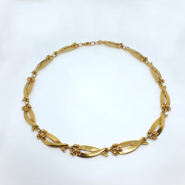 1970s/80s vintage high quality costume gold tone necklace. Gold plated costume jewellery.