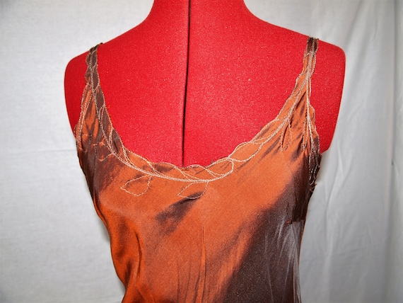 Very rare 90s cinnamon coloured silk slip dress w… - image 10