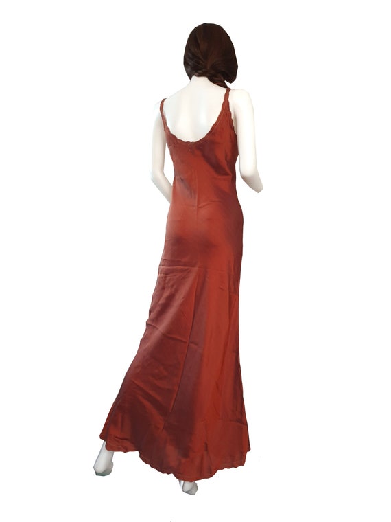Very rare 90s cinnamon coloured silk slip dress w… - image 3