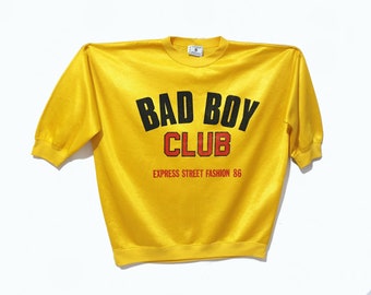 Brght yellow 1980s Instant Glamour Limited Express Bad Boy Club 3/4 sleeve oversized sweatshirt. Size M