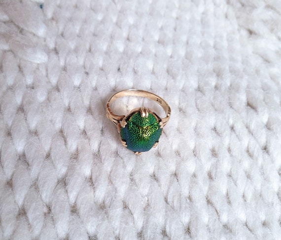 Rare Victorian 9ct gold real scarab beetle ring U… - image 3