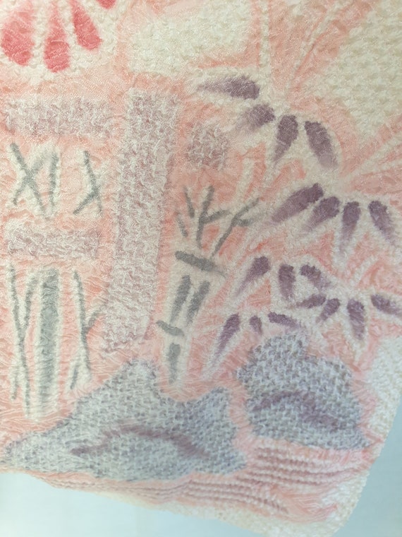 Vintage Japanese silk shibori kimono with landsca… - image 8