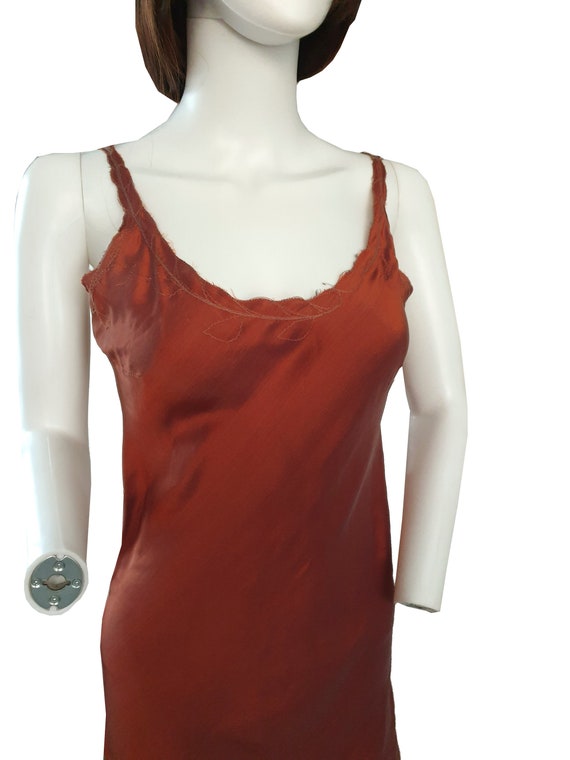 Very rare 90s cinnamon coloured silk slip dress w… - image 9