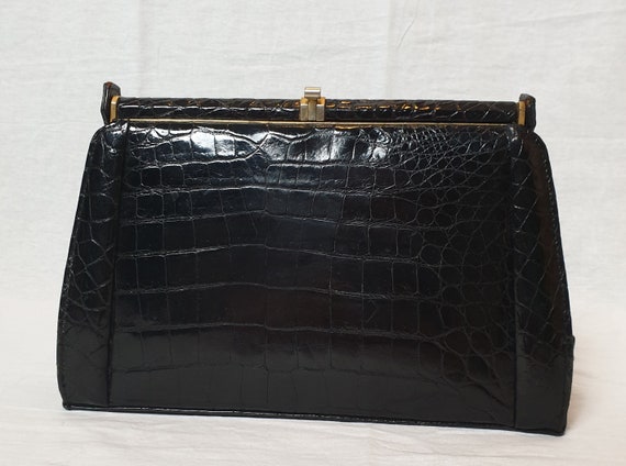 Lovely condition 1950s - 60s patent croc leather t