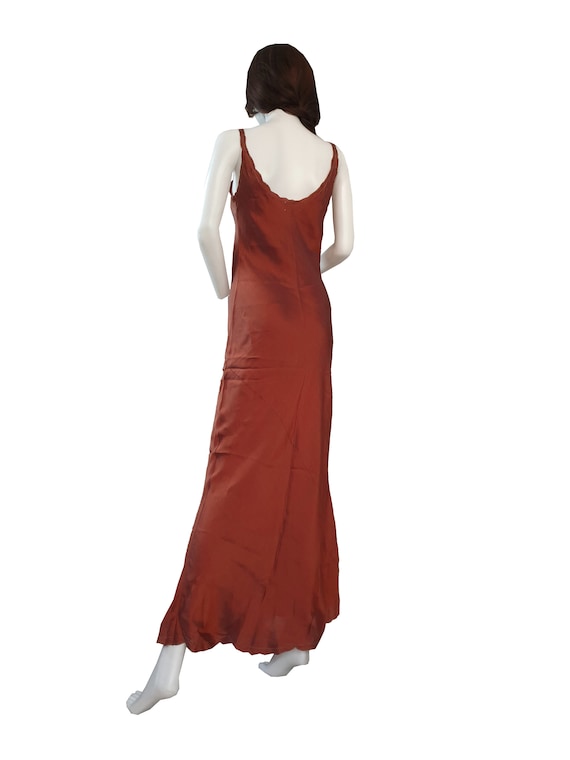 Very rare 90s cinnamon coloured silk slip dress w… - image 8
