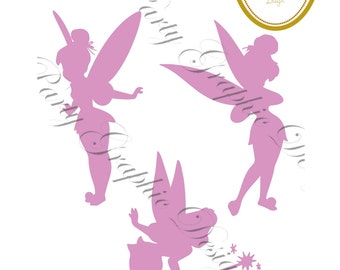 silhouette pink tinkerbell party disney