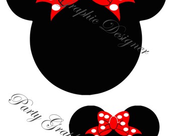 Silhouette head with bow polka dot Minnie Disney