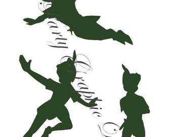 Silhouette Peter Pan blackgreen party disney