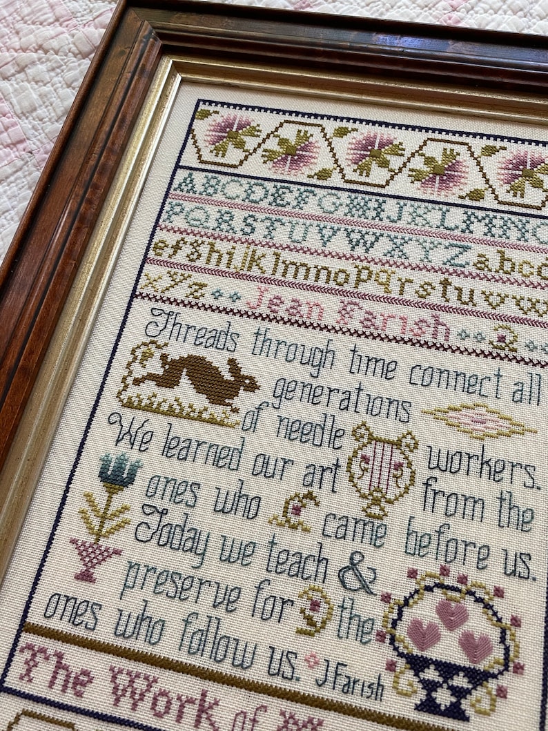 The Hare /& the Basket Sampler by Jean Farish
