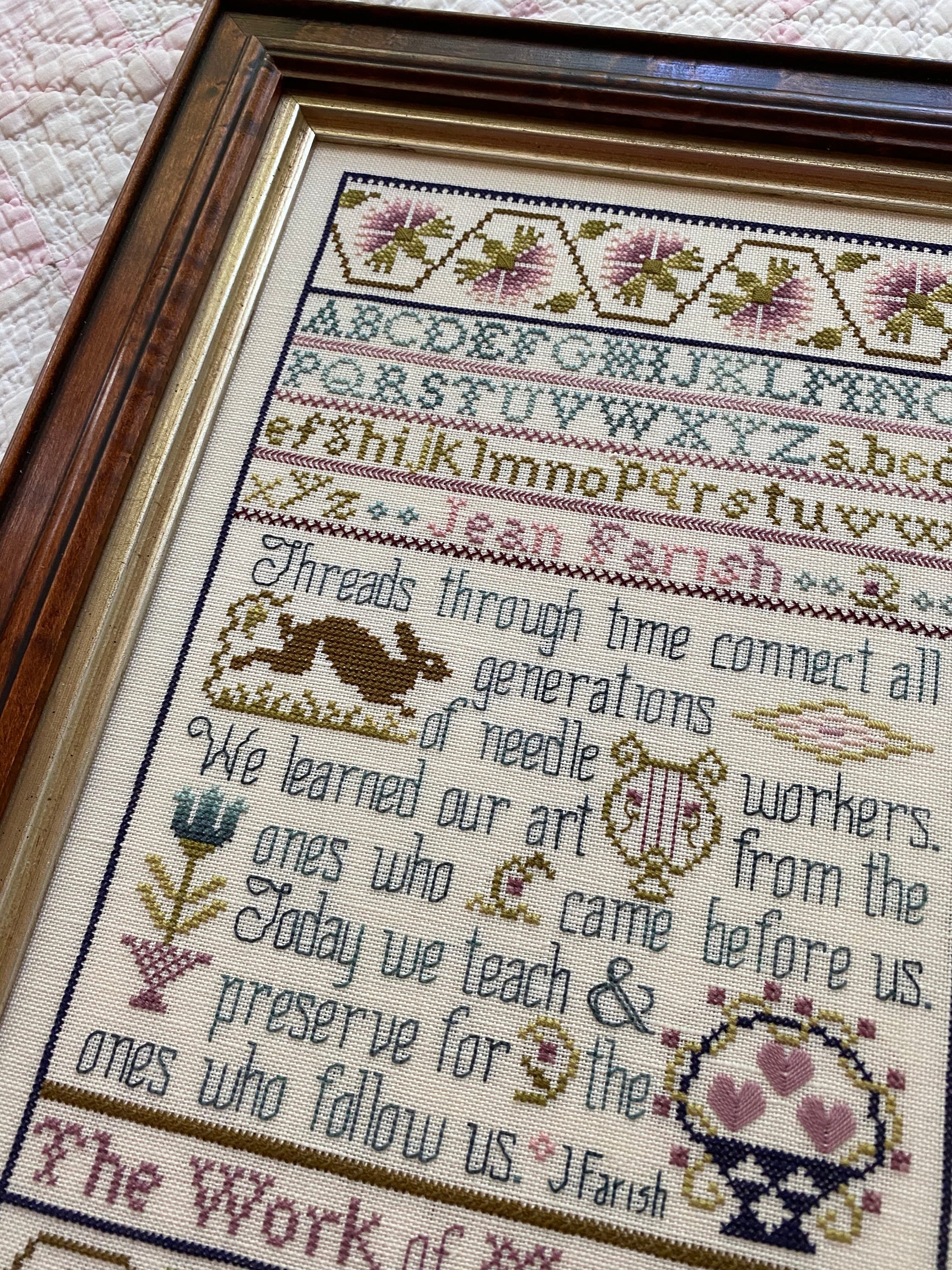 The Hare /& the Basket Sampler by Jean Farish