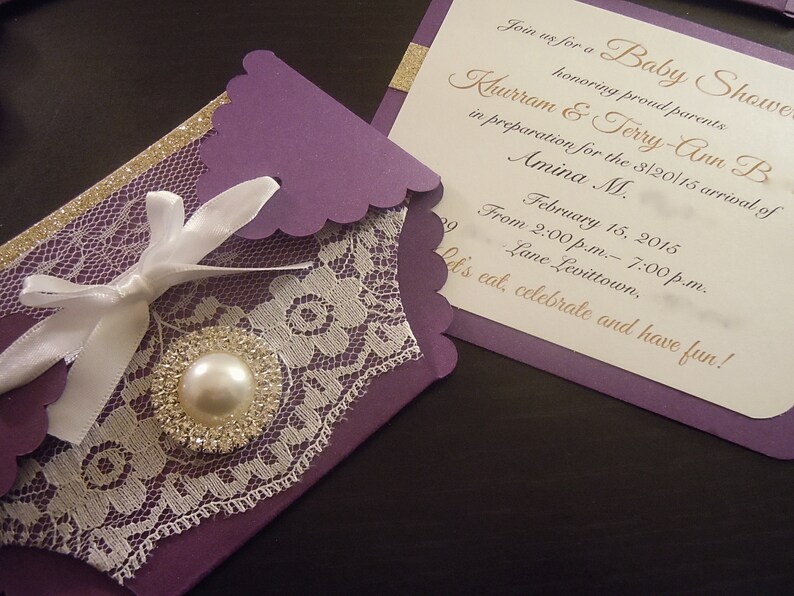 Golden Luxe Diaper Baby Shower Invitation Etsy