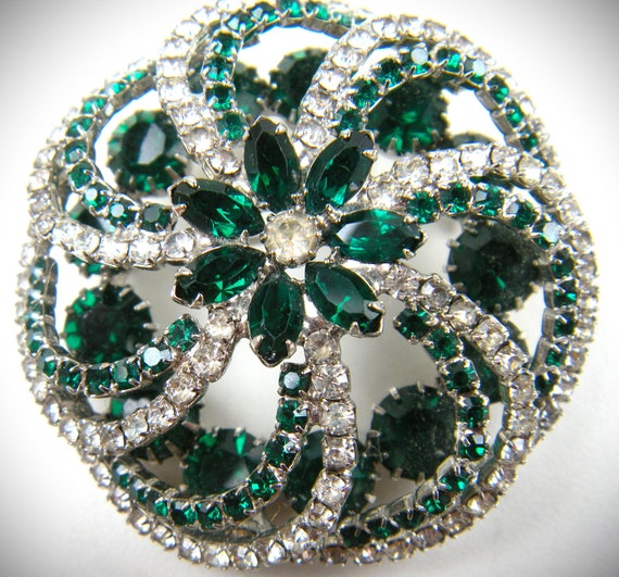 Signed Hobe' Enchanting Emerald Green Rhinestone … - image 2