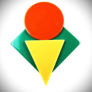 Mod Style Colorful Resin Brooch Signed Helena Rubinstein