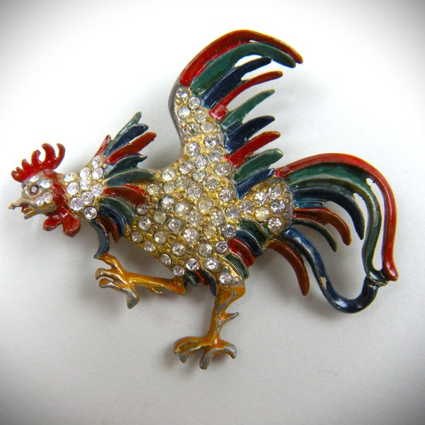 Staret (Unsigned) Rooster Colorful Brooch