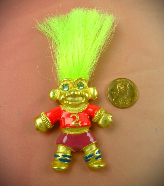 Signed Luca Razza Enameled Troll Brooch Rare and U