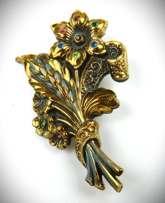 Broche Antique Ancienne Avec Fleur — Bijou Vintage — Occasion