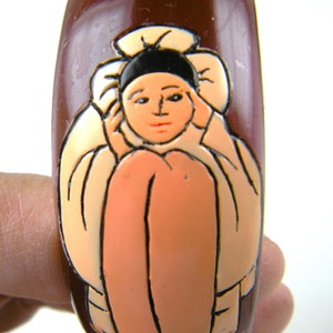 Butler and Wilson RARE 1975 Carved and Painted Pierrot Bangle Bracelet Book Piece