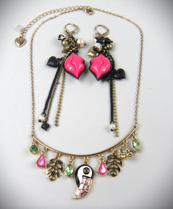 Betsey Johnson 2 Piece Lot Earrings and Necklace