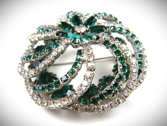 Signed Hobe' Enchanting Emerald Green Rhinestone … - image 4