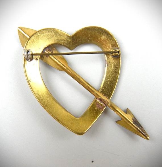 Huge Heart Pin 1940's Sweetheart Jewelry - image 2