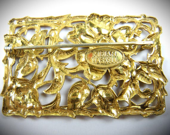 Signed Miriam Haskell Repousse' Style Frame Brooch - image 2