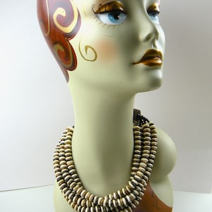 Gerda Lynggaard Monies 1970&#39;s Five Strand Necklace with Wood Clasp
