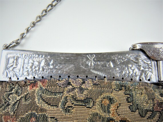 1900's Double Hinged Frame Purse with Tapestry Bag - image 4