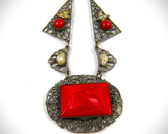 Ravishing Red Art Deco Necklace