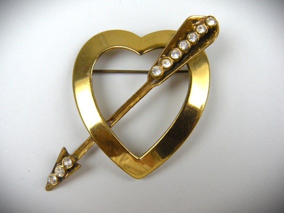 Huge Heart Pin 1940's Sweetheart Jewelry - image 3