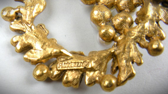 Unusual Design Signed Florenza Brooch with Faux P… - image 2