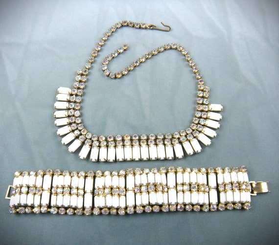 Wonderful Rhinestone Set Bracelet and Necklace Pe… - image 1