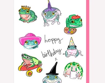 Hoppy Birthday Frog Birthday Card : Frog Memes/ Toads/ Cute/ Amphibians/ Animals