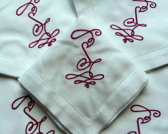 Custom Initial Monogram Linen Napkins