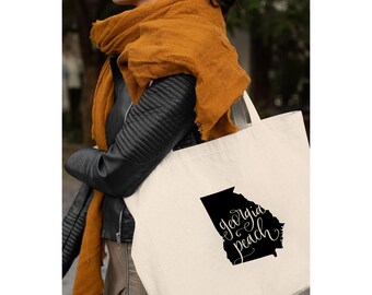 Georgia Peach Tote Bag | Cute Canvas Tote | READY TO SHIP