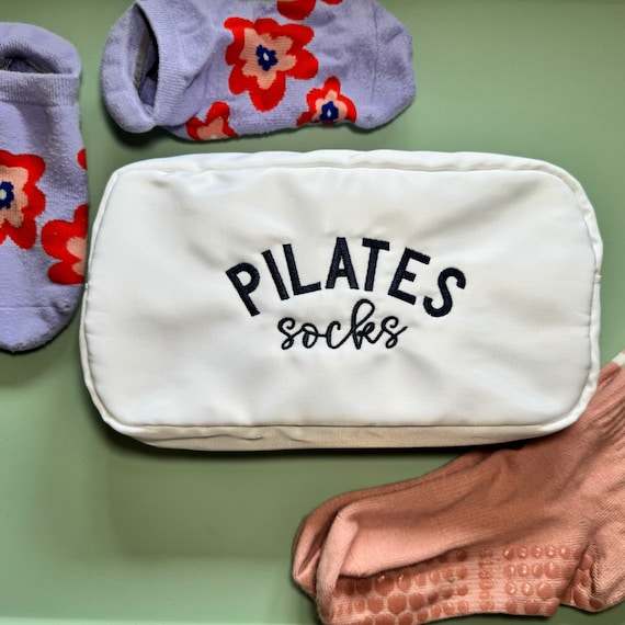 Pilates Socks | embroidered zippered bag