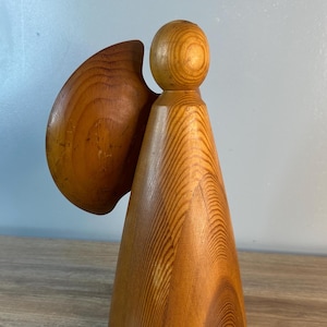 Vintage Angel Wings Teak Carved Display Décor Retro Knickknack Art Mid Century Kitschy Women Figure Figurine MCM Wooden Wood Sculpture