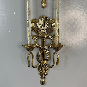 Vintage Solid Brass gold Hollywood Regency Candle holder Tapered sconces set pair candleholders Mid Century Candle Stick Wall Art Décor